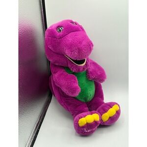 Vintage Barney the Dinosaur Plush Stuffed Animal Purple Green 12 Inch